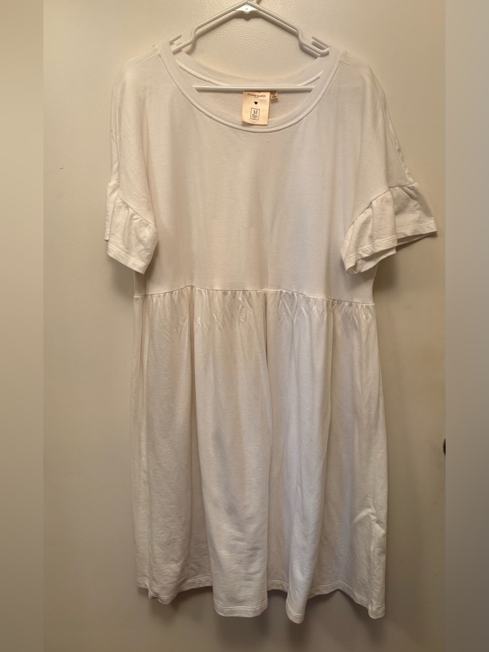 Jillian Harris x Jardines Domaine Women's White Casual Ruffle Sleeve Swing Dress